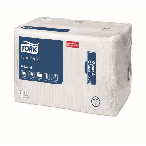 Tork Lunchservietten weiß 1-lag. 32,5x32,5 cm 1/8-Falz Tork Lunchservietten weiß 1-lag. 32,5x32,5 cm 1/8-Falz