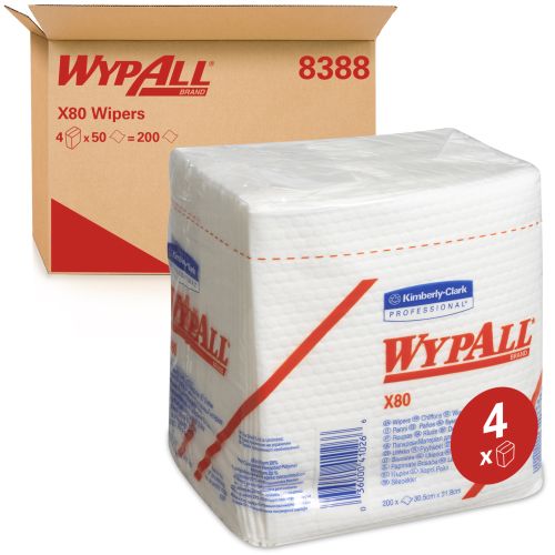 Kimberly-Clark 8388 Wypall X80 Wischtücher - Viertelgefaltet Kimberly-Clark 8388 Wypall X80 Wischtücher - Viertelgefaltet