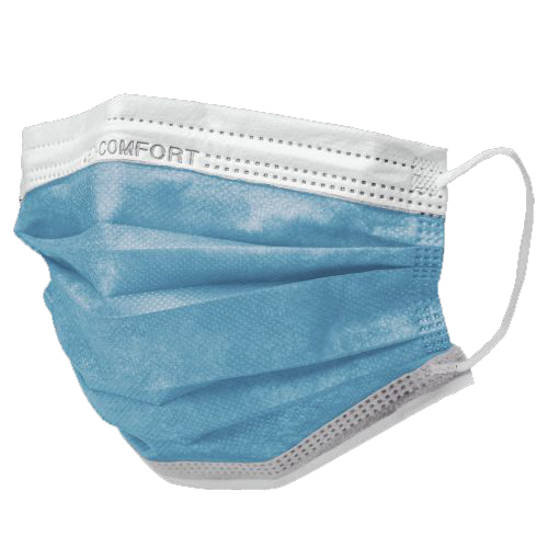 Med-Comfort Mundschutz blau, 3-lagig, mit Elastikband